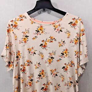 Croft & Barrow Classic Tee Top 100%‎ Cotton Autumn Fall Summer Floral Size 3x